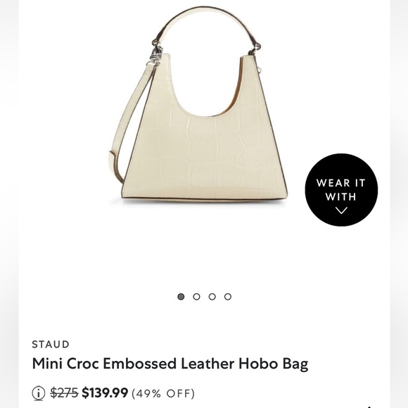 STAUD Mini Croc Embossed Leather Hobo Bag - Picture 11 of 11